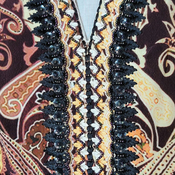 Anthropologie Bhanuni By Jyoti Ronika Maxi Dress Floral Beaded Boho Party Size 0 - Picture 4 of 16